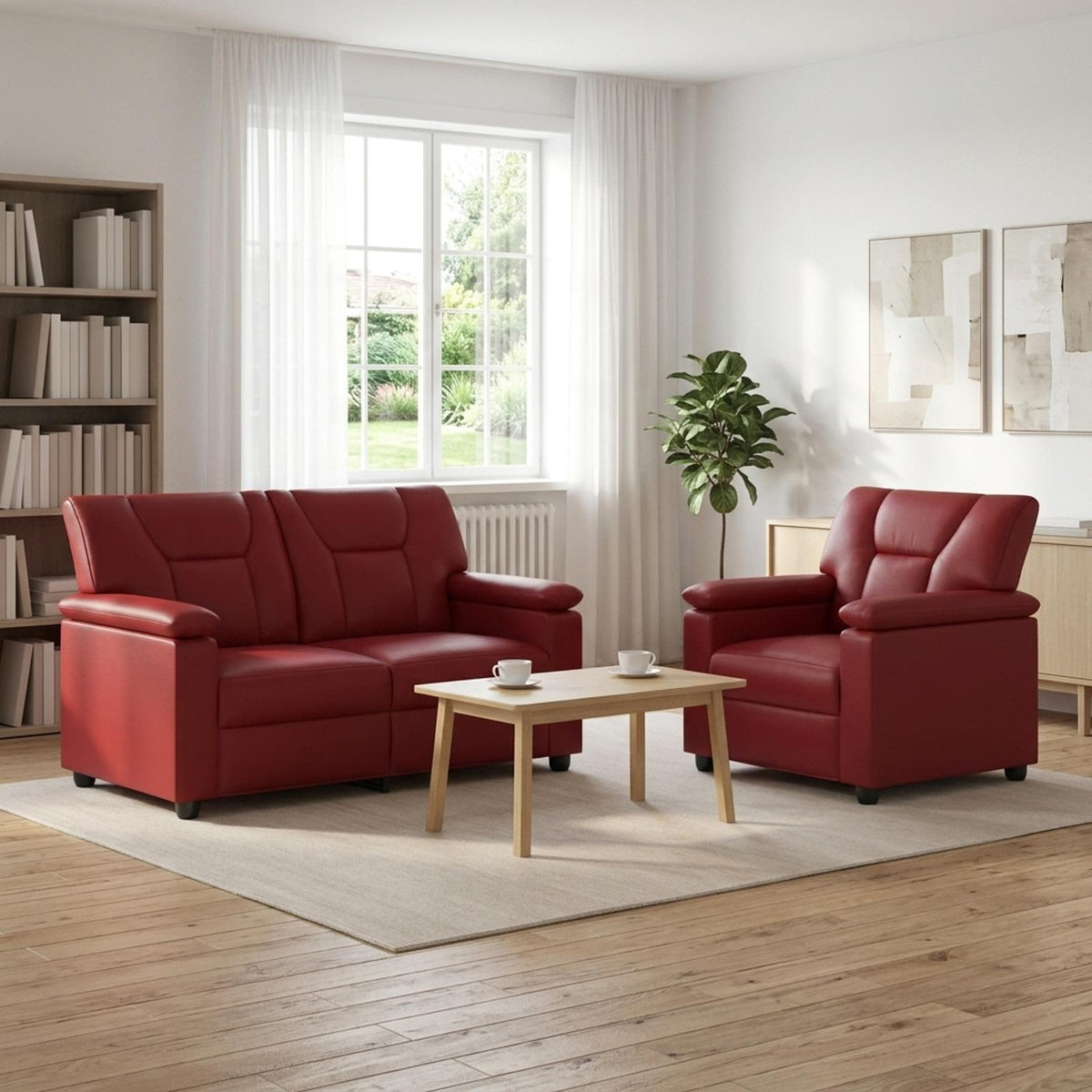 Bankstel 2 pcs Wijnrood Kunstleer