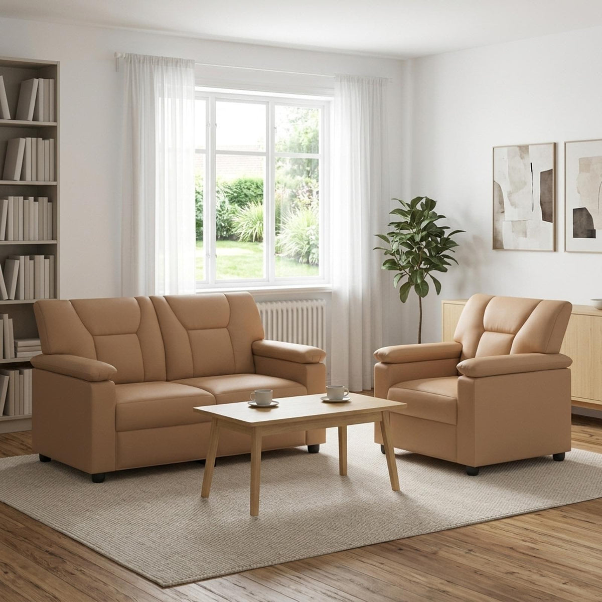 Bankstel 2 pcs Cappuccino Kunstleer