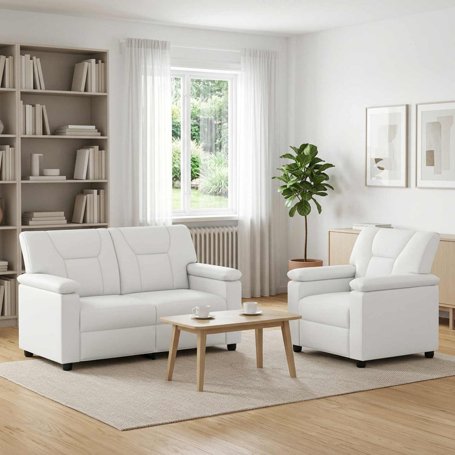 Bankstel 2 pcs Wit Kunstleer