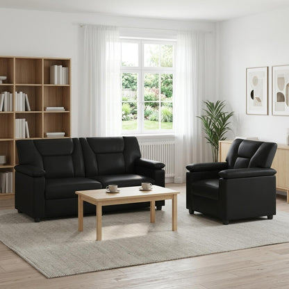 Bankstel 2 pcs Zwart Kunstleer