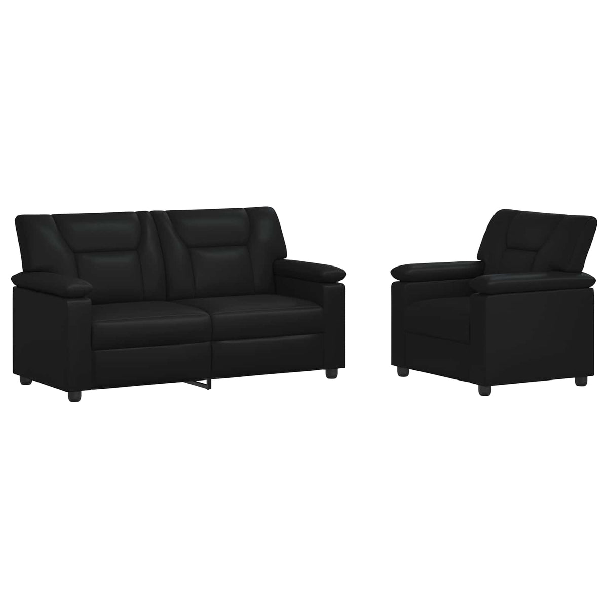 Bankstel 2 pcs Zwart Kunstleer