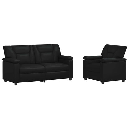 Bankstel 2 pcs Zwart Kunstleer