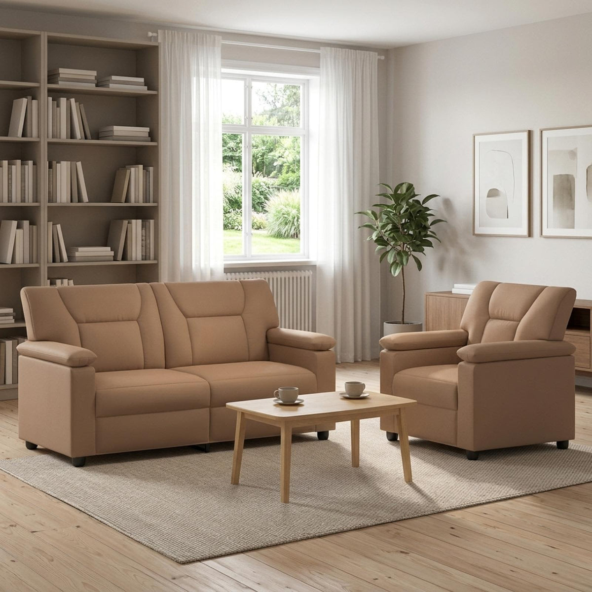 Bankstel 2 pcs Cappuccino Kunstleer
