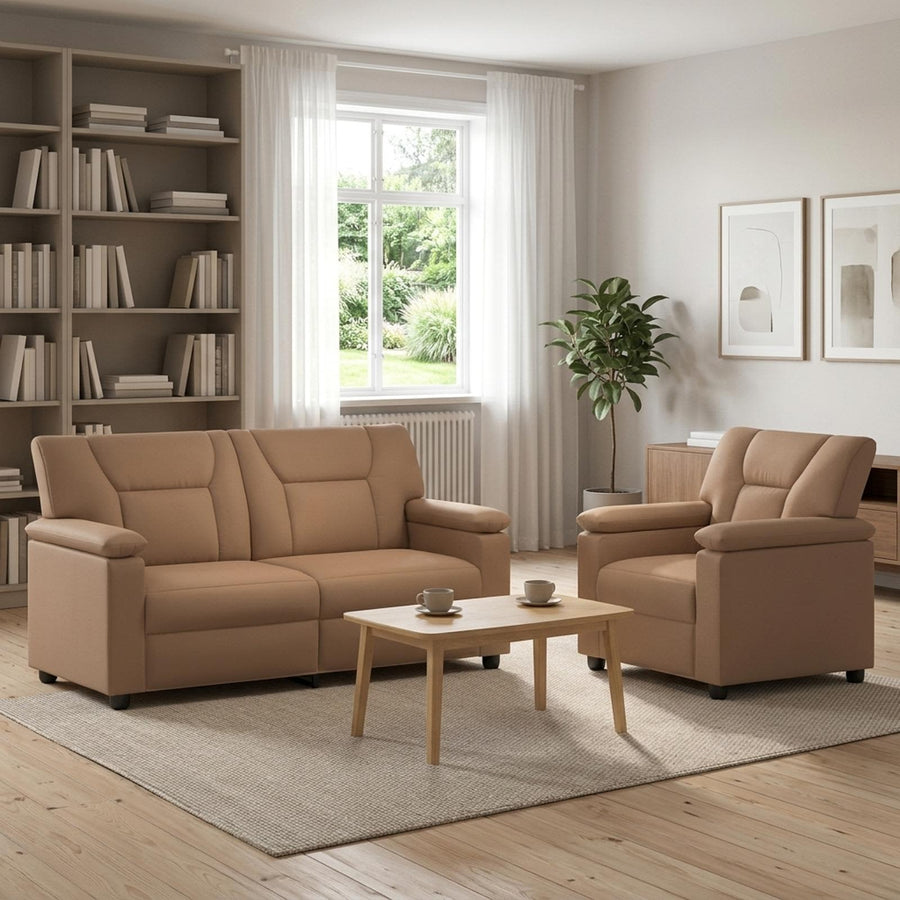 Bankstel 2 pcs Cappuccino Kunstleer