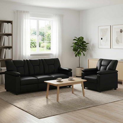 Bankstel 2 pcs Zwart Kunstleer