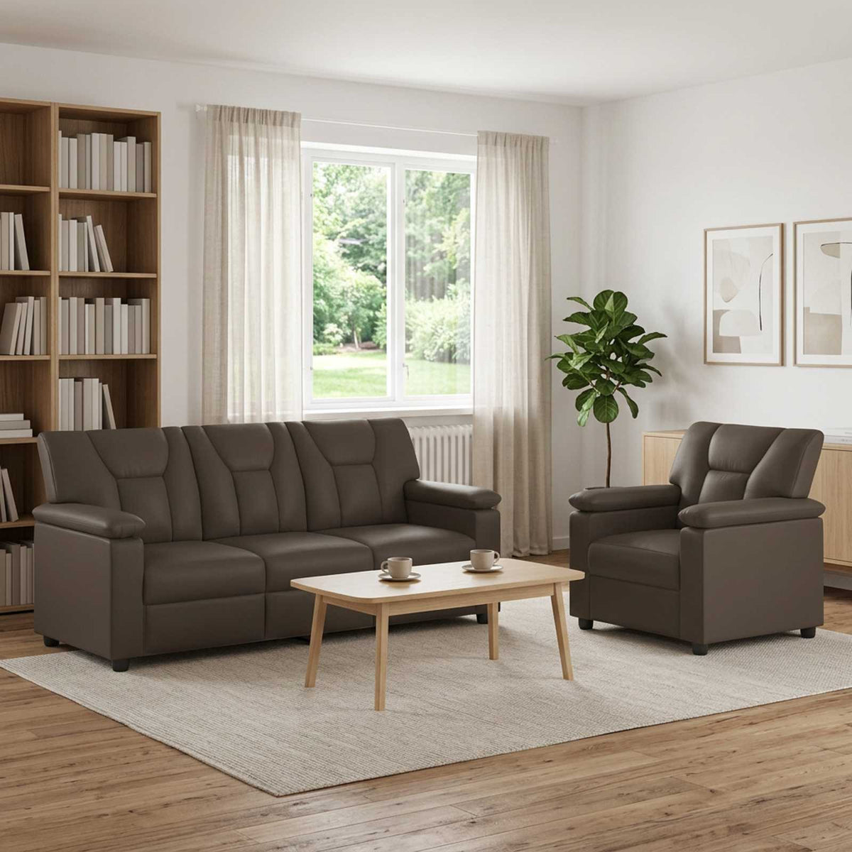 Bankstel 2 pcs Grijs Kunstleer