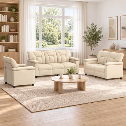 Bankstel 3 pcs Crèmekleurig Kunstleer