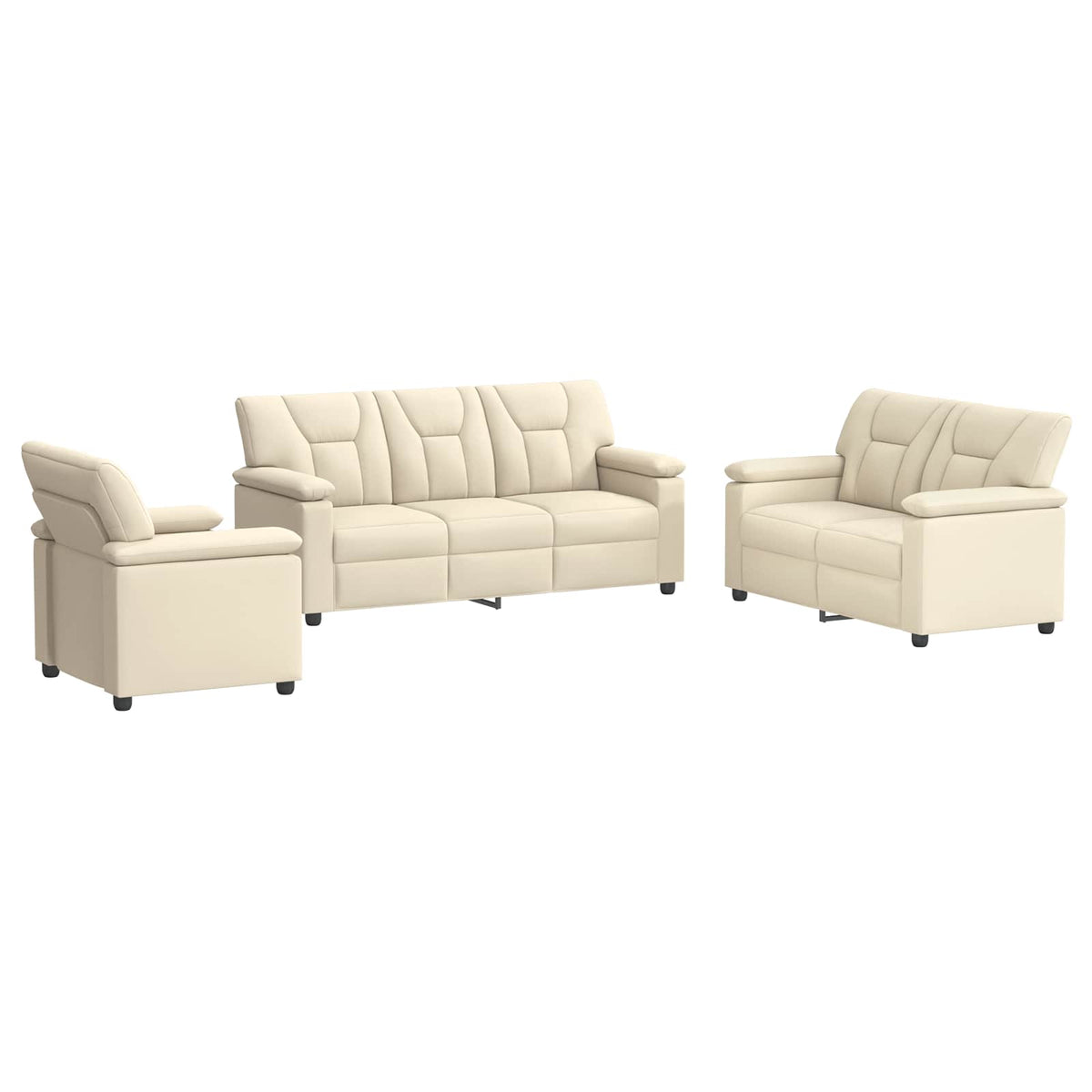 Bankstel 3 pcs Crèmekleurig Kunstleer