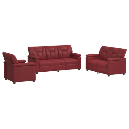 Bankstel 3 pcs Wijnrood Kunstleer