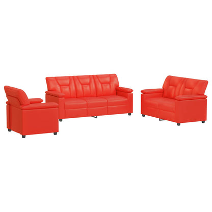 Bankstel 3 pcs Rood Kunstleer