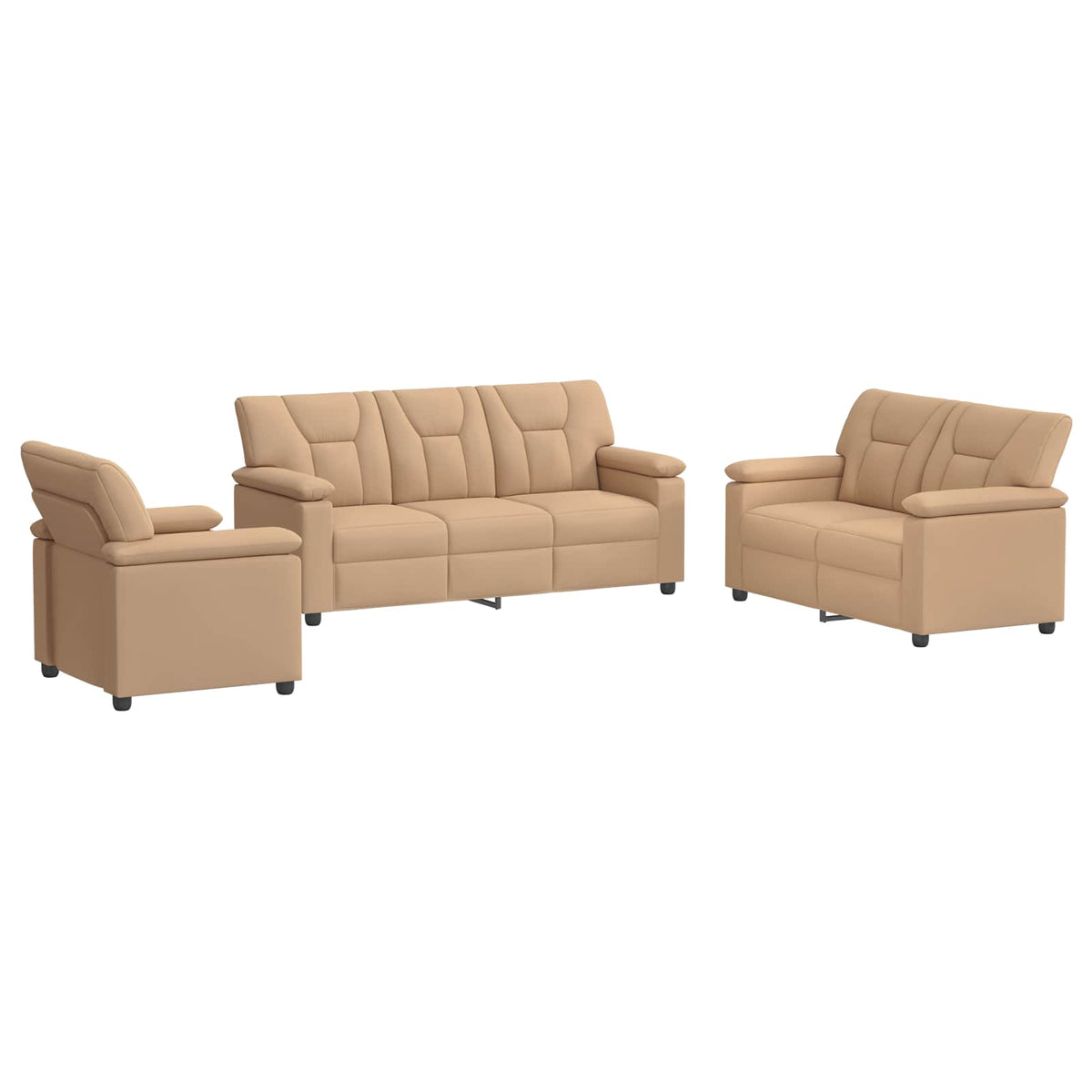 Bankstel 3 pcs Cappuccino Kunstleer