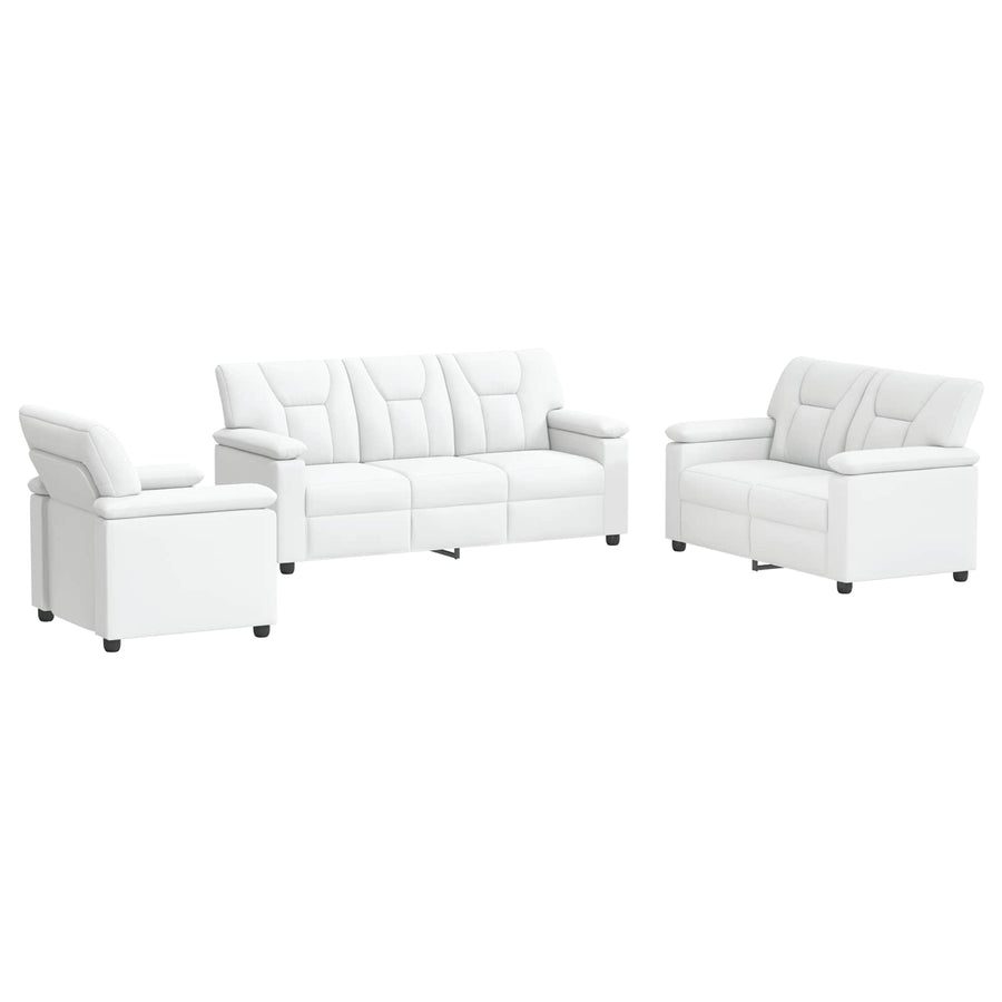 Bankstel 3 pcs Wit Kunstleer