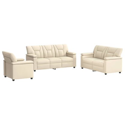 Bankstel 3 pcs Crèmekleurig Kunstleer