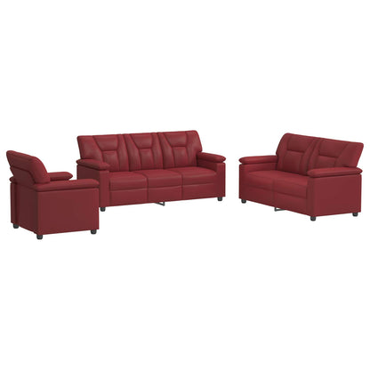 Bankstel 3 pcs Wijnrood Kunstleer