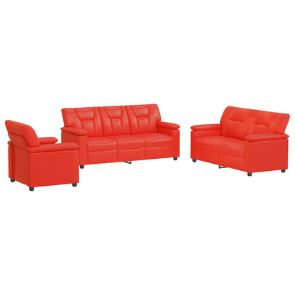 Bankstel 3 pcs Rood Kunstleer