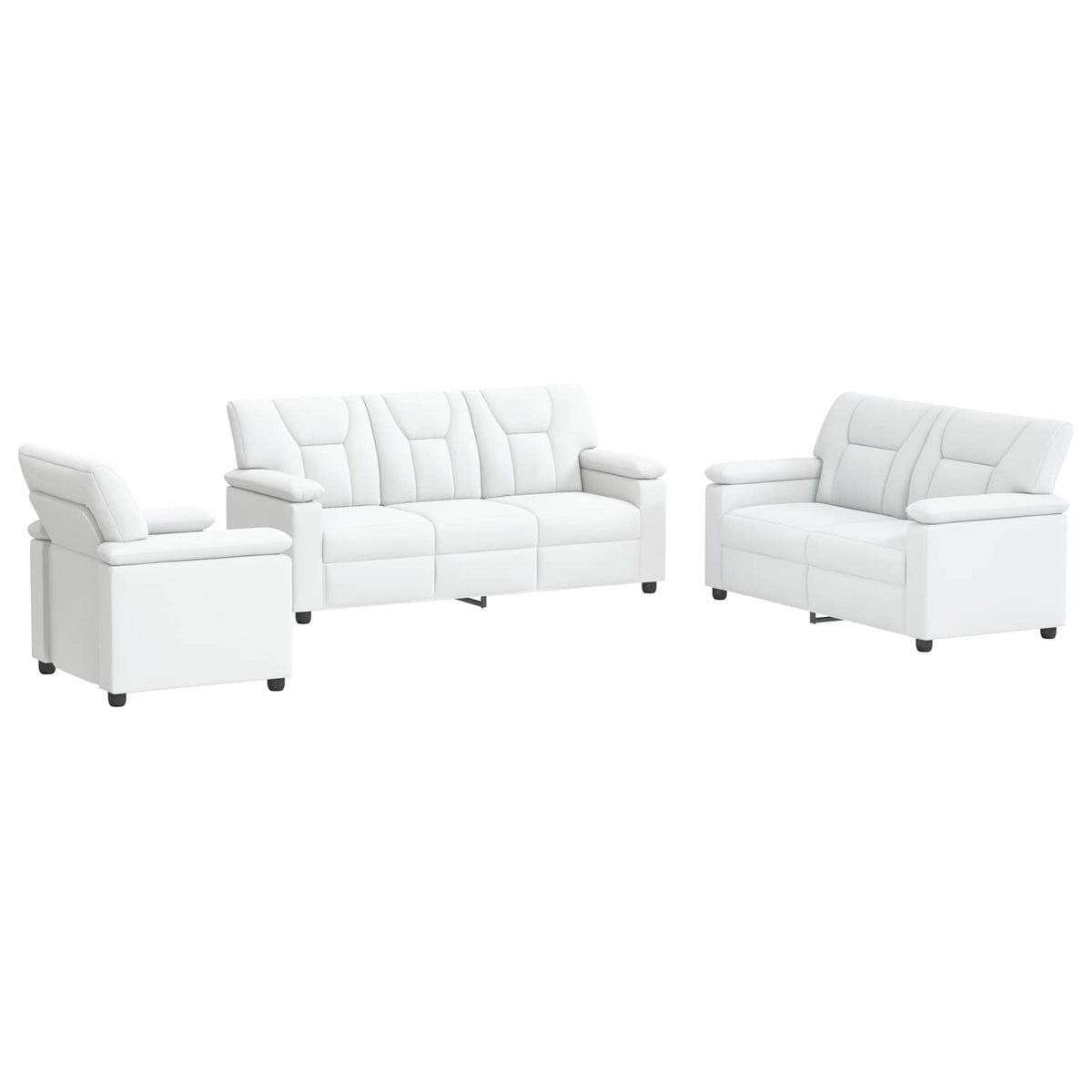 Bankstel 3 pcs Wit Kunstleer