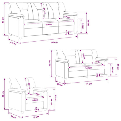 Bankstel 3 pcs Wit Kunstleer