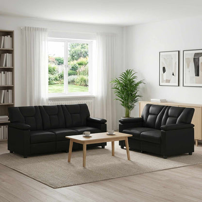 Bankstel 2 pcs Zwart Kunstleer