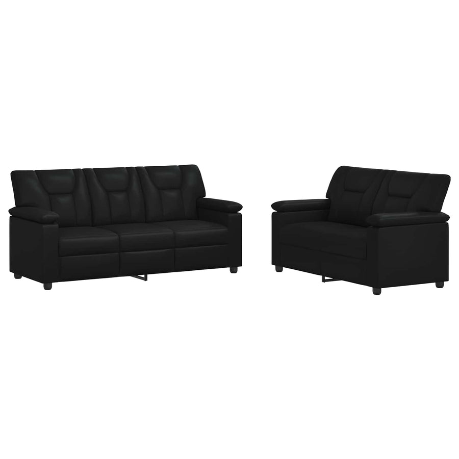 Bankstel 2 pcs Zwart Kunstleer