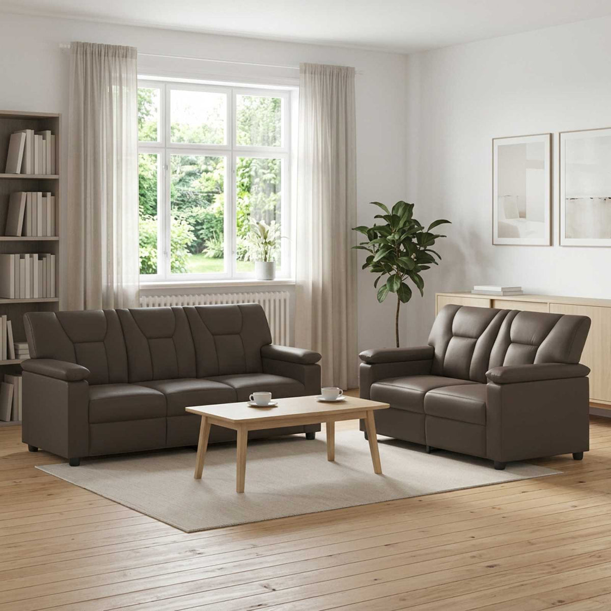 Bankstel 2 pcs Grijs Kunstleer