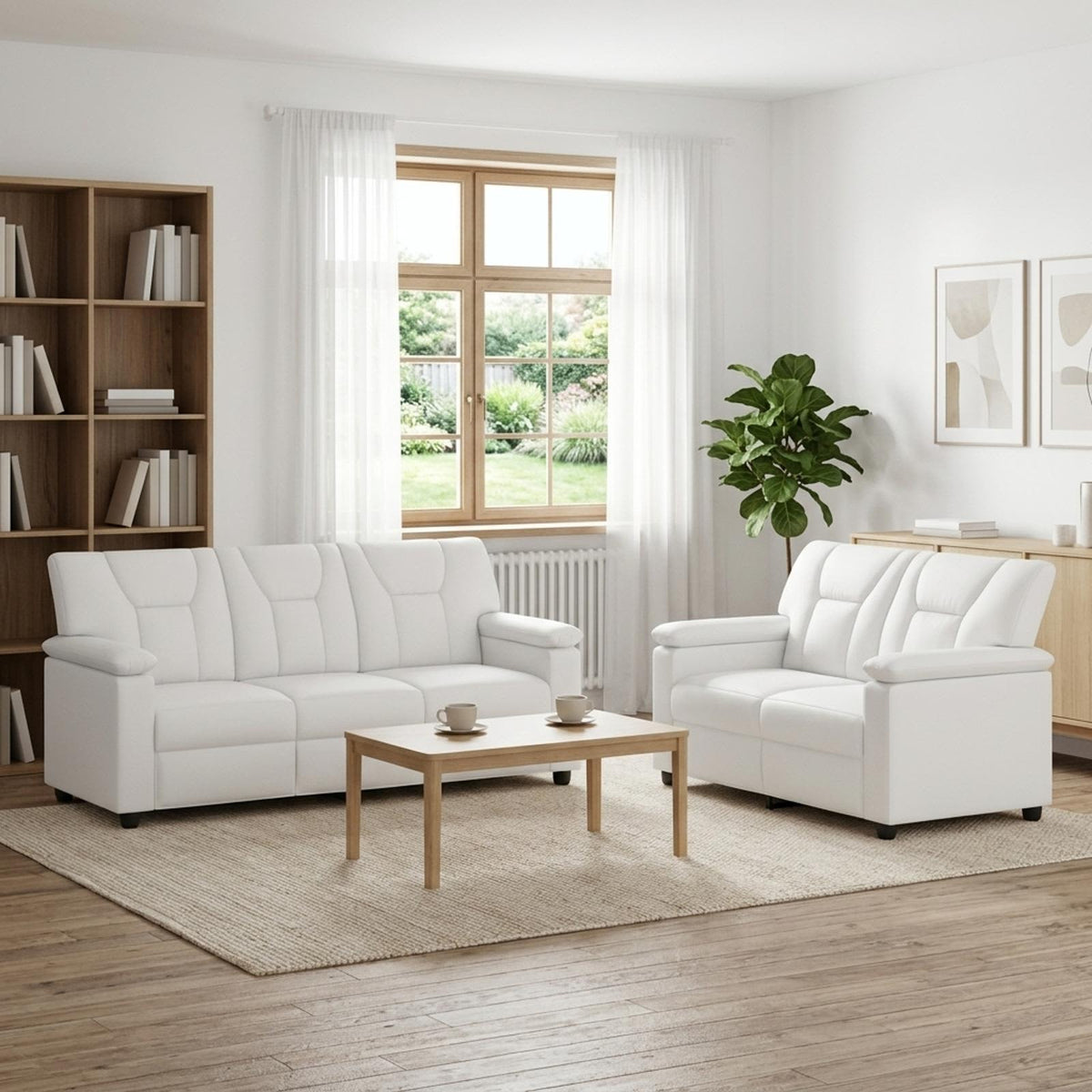 Bankstel 2 pcs Wit Kunstleer