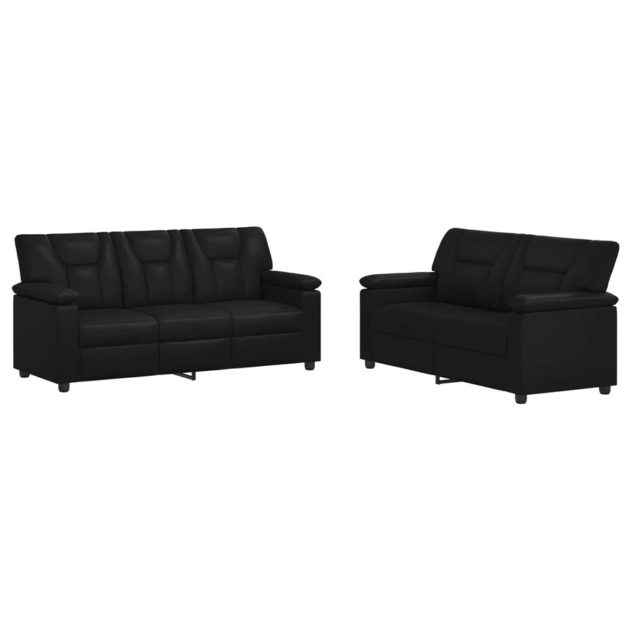 Bankstel 2 pcs Zwart Kunstleer