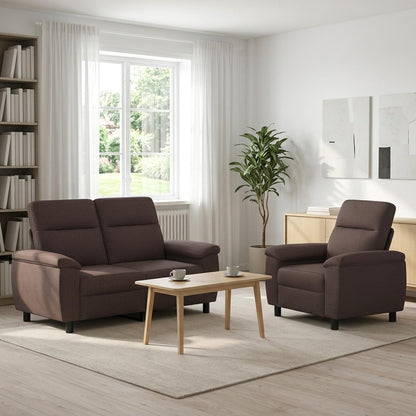 Bankstel 2 pcs Donkerbruin Stof
