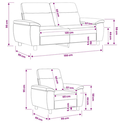 Bankstel 2 pcs Donkerbruin Stof