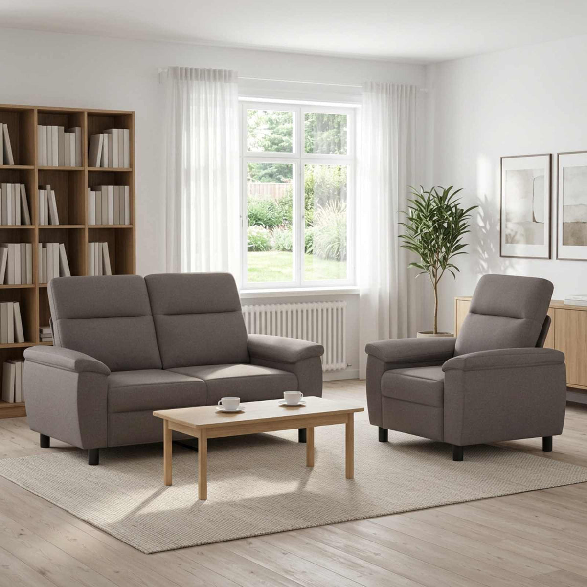 Bankstel 2 pcs Taupe Stof