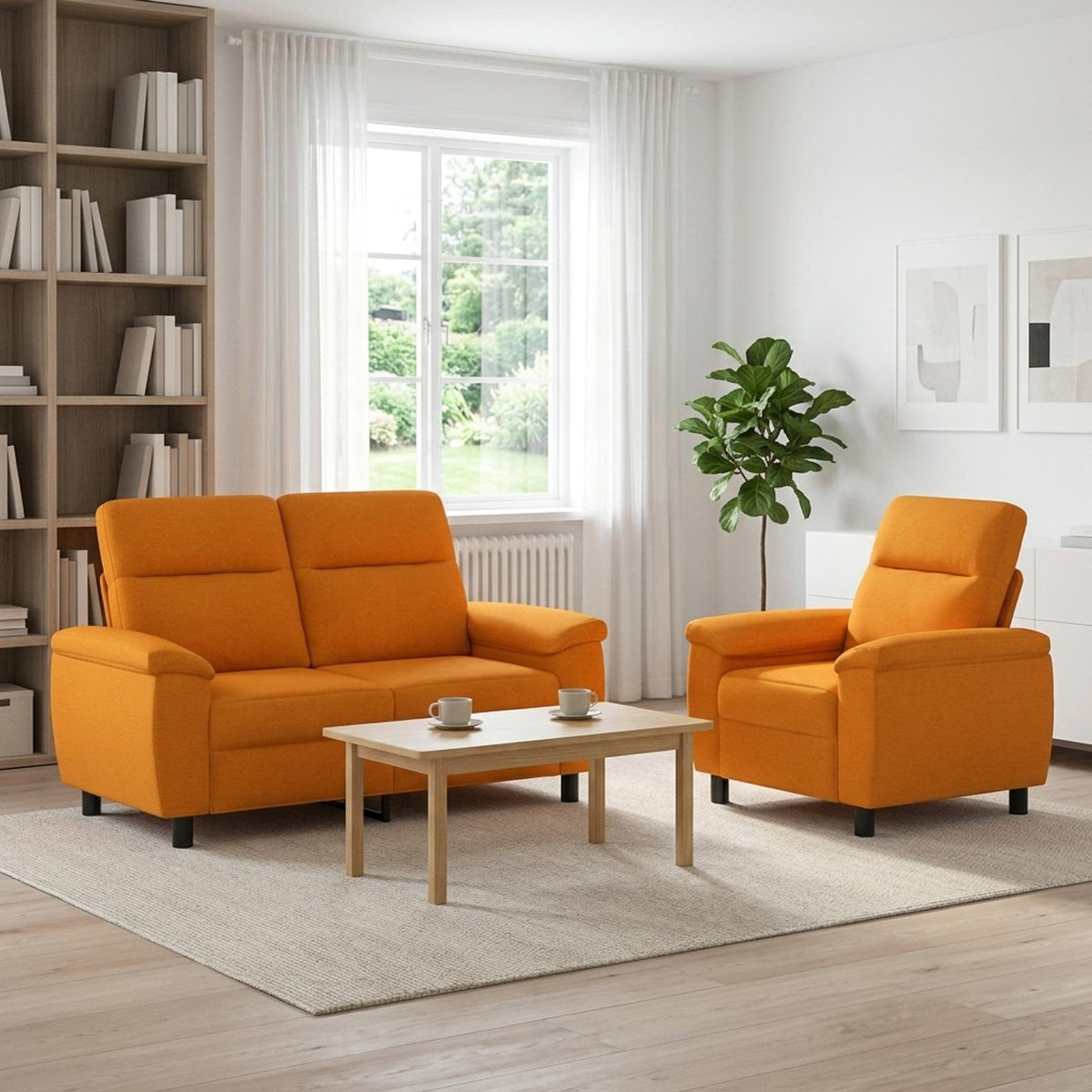 Bankstel 2 pcs Donkergeel Stof