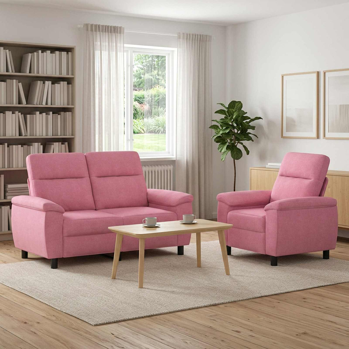 Bankstel 2 pcs Roze Stof