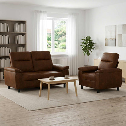 Bankstel 2 pcs Bruin Nep Suede Leer