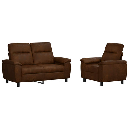 Bankstel 2 pcs Bruin Nep Suede Leer