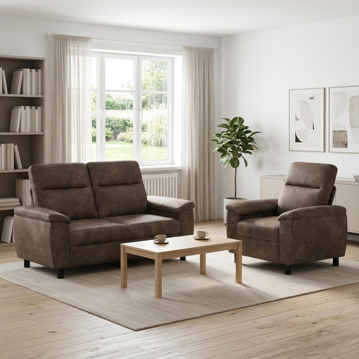 Bankstel 2 pcs Donkergrijs Nep Suede Leer