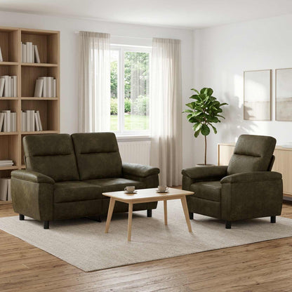 Bankstel 2 pcs Legergroen Nep Suede Leer