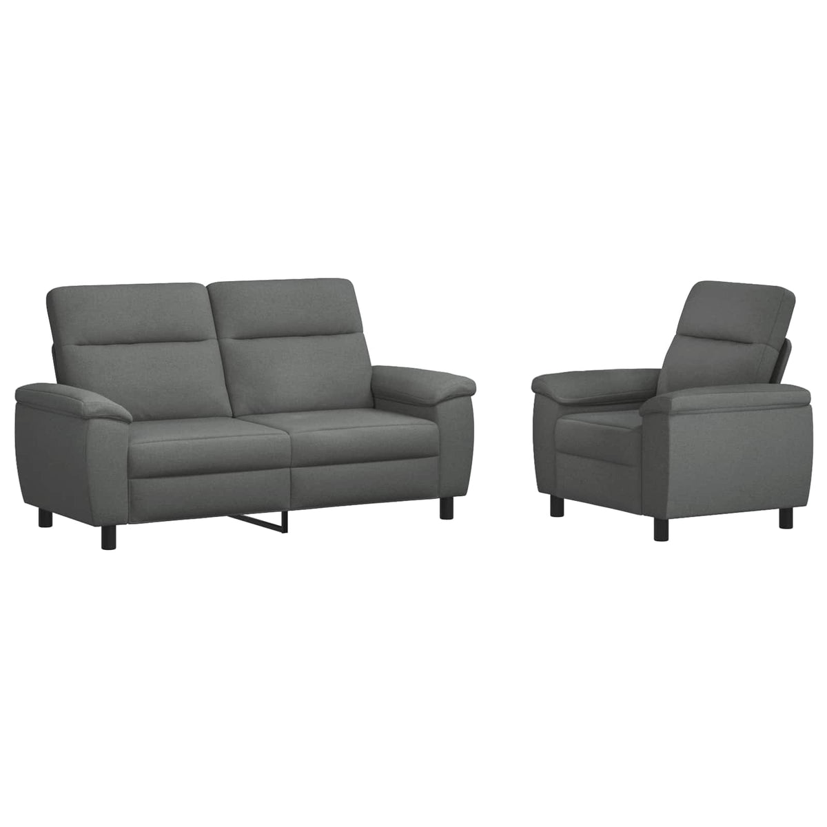 Bankstel 2 pcs Donkergrijs Stof