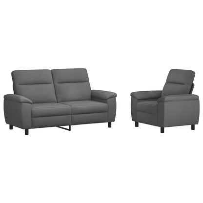 Bankstel 2 pcs Donkergrijs Stof