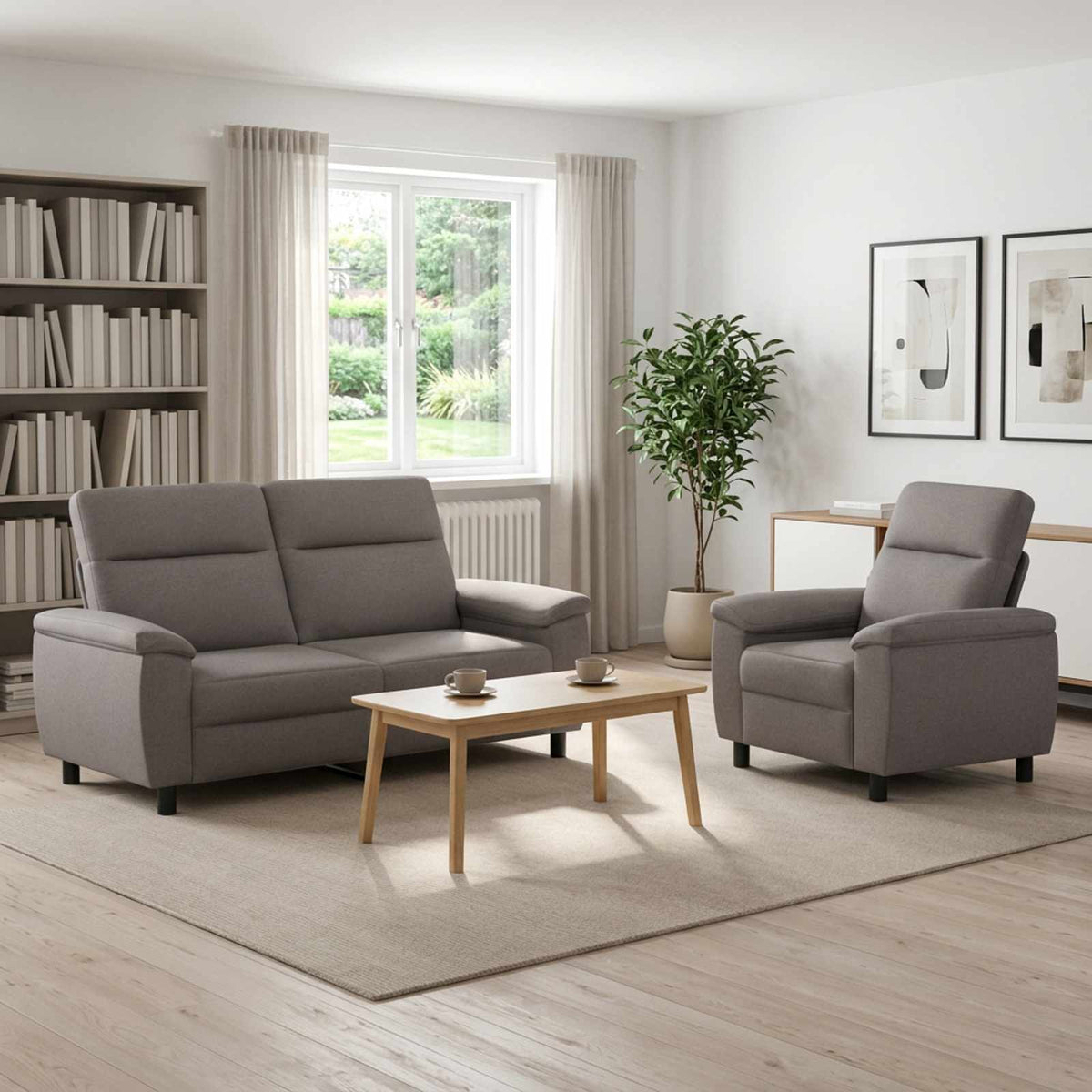 Bankstel 2 pcs Taupe Stof