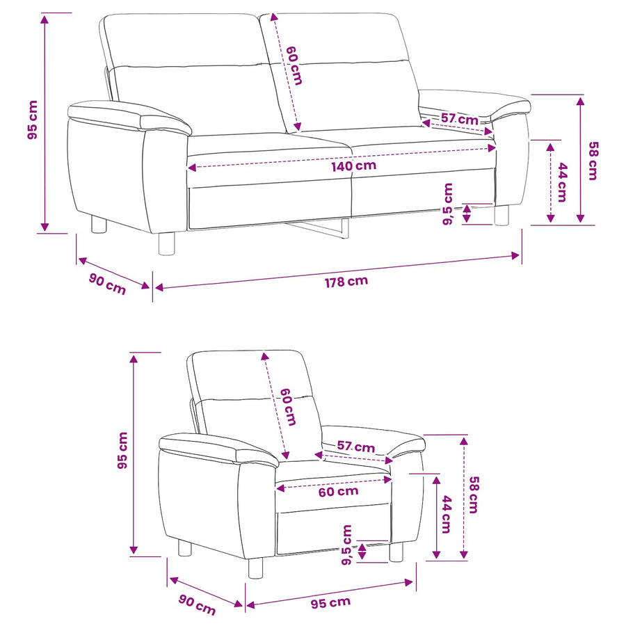 Bankstel 2 pcs Donkergeel Stof