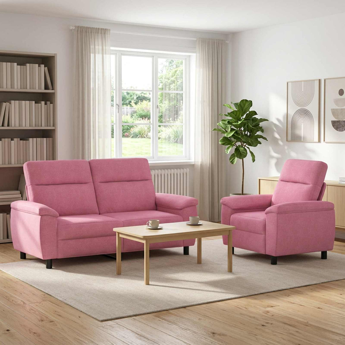 Bankstel 2 pcs Roze Stof