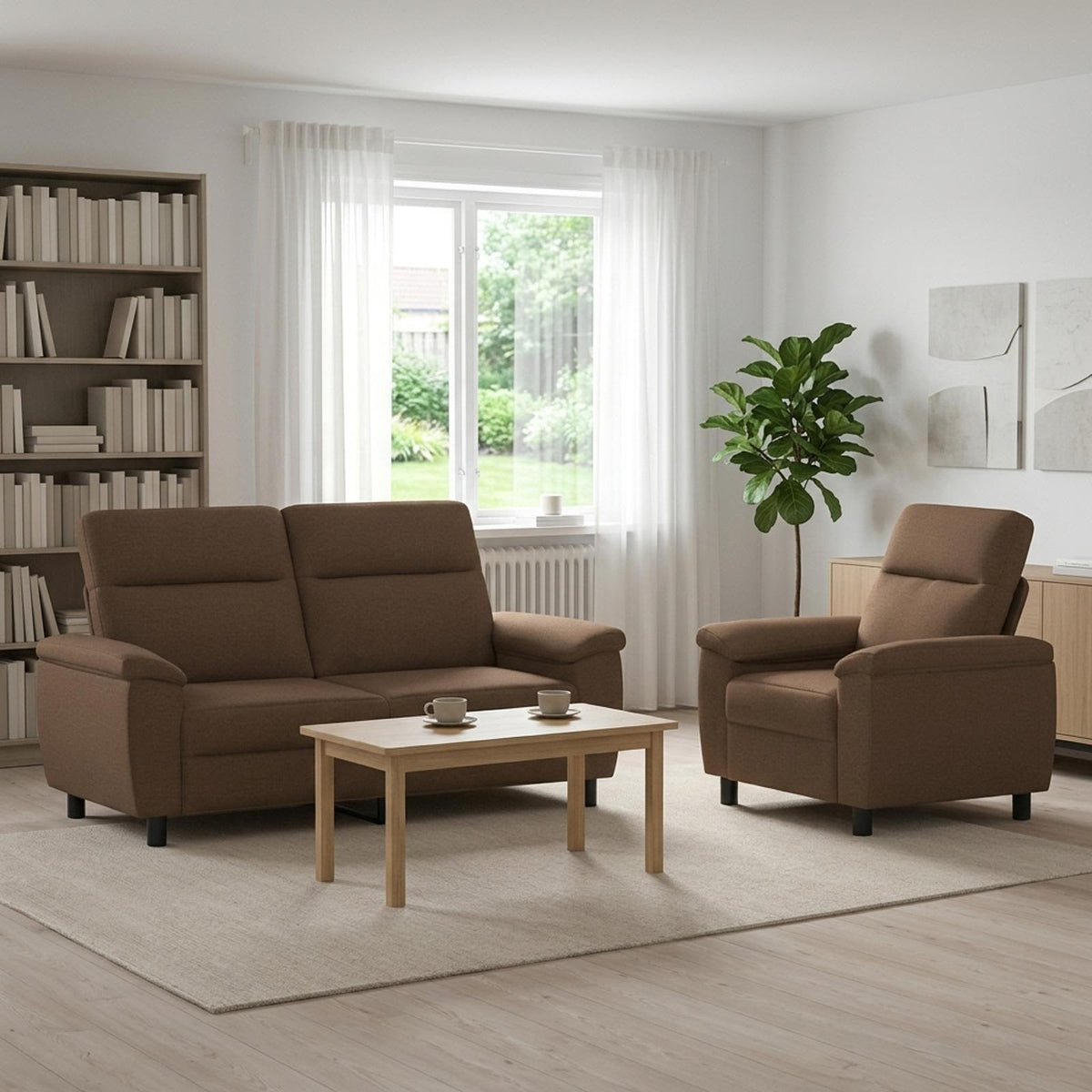 Bankstel 2 pcs Bruin Stof
