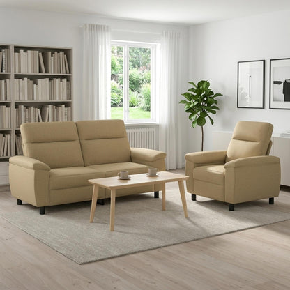 Bankstel 2 pcs Licht Bruin Stof