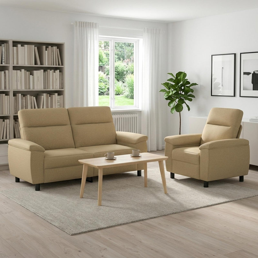 Bankstel 2 pcs Licht Bruin Stof