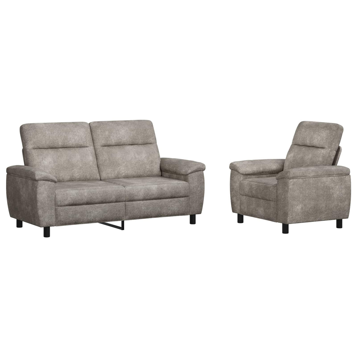 Bankstel 2 pcs Lichtgrijs Nep Suede Leer