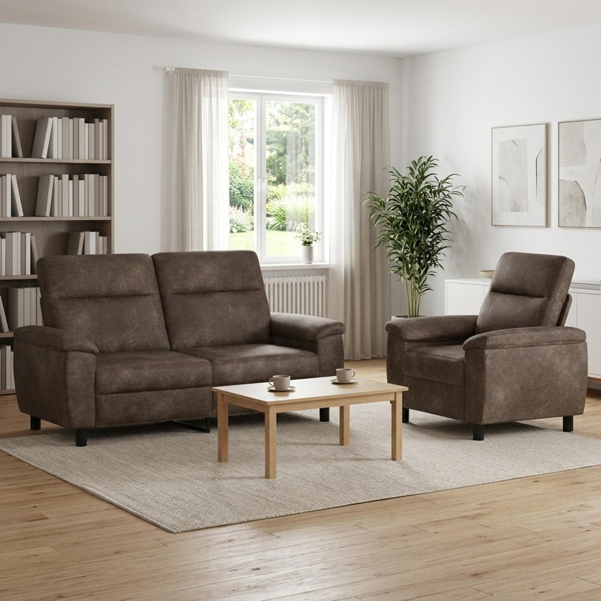 Bankstel 2 pcs Donkergrijs Nep Suede Leer