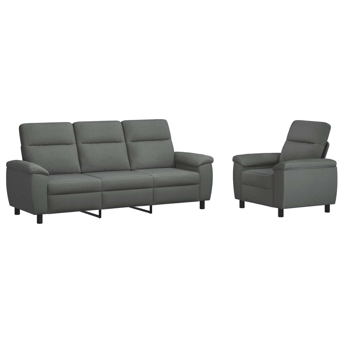 Bankstel 2 pcs Donkergrijs Stof