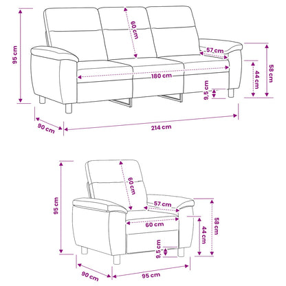 Bankstel 2 pcs Donkergrijs Stof