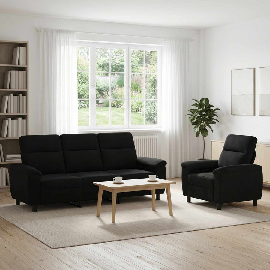 Bankstel 2 pcs Zwart Stof