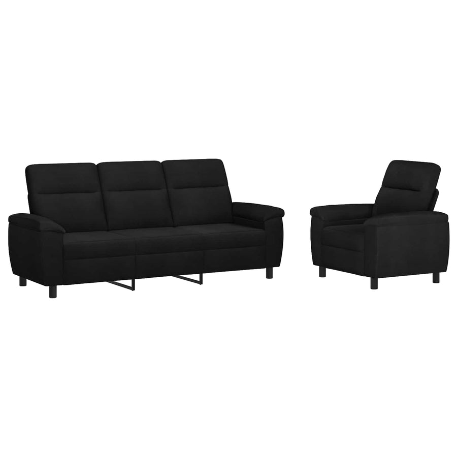 Bankstel 2 pcs Zwart Stof