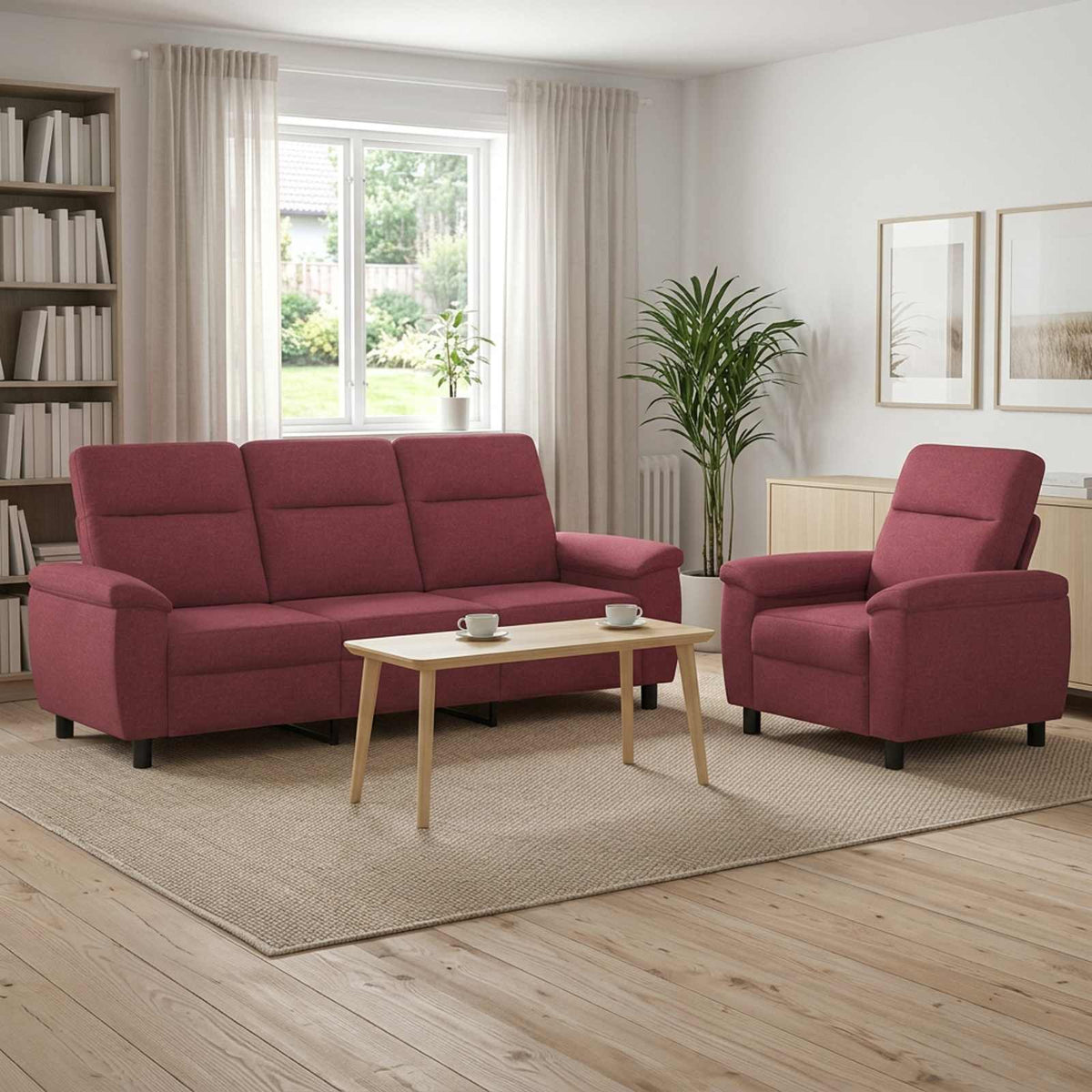 Bankstel 2 pcs Wijnrood Stof